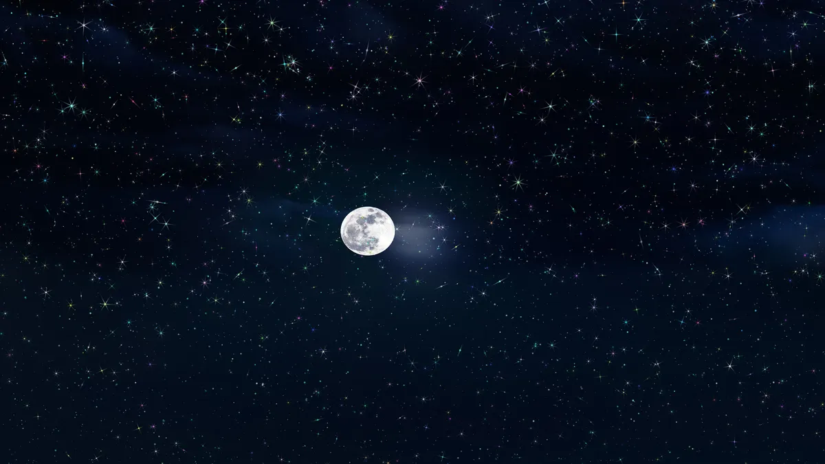 saturn return age: night sky with stars and moon illustration