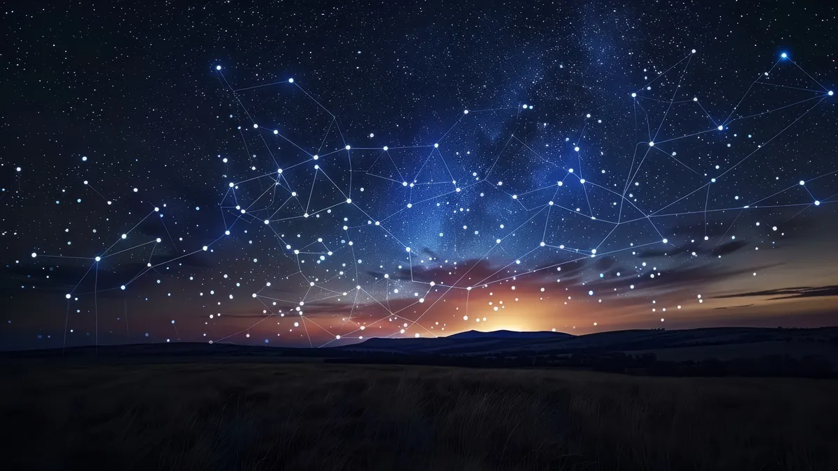 saturn return calculator: night sky stars constellation illustration