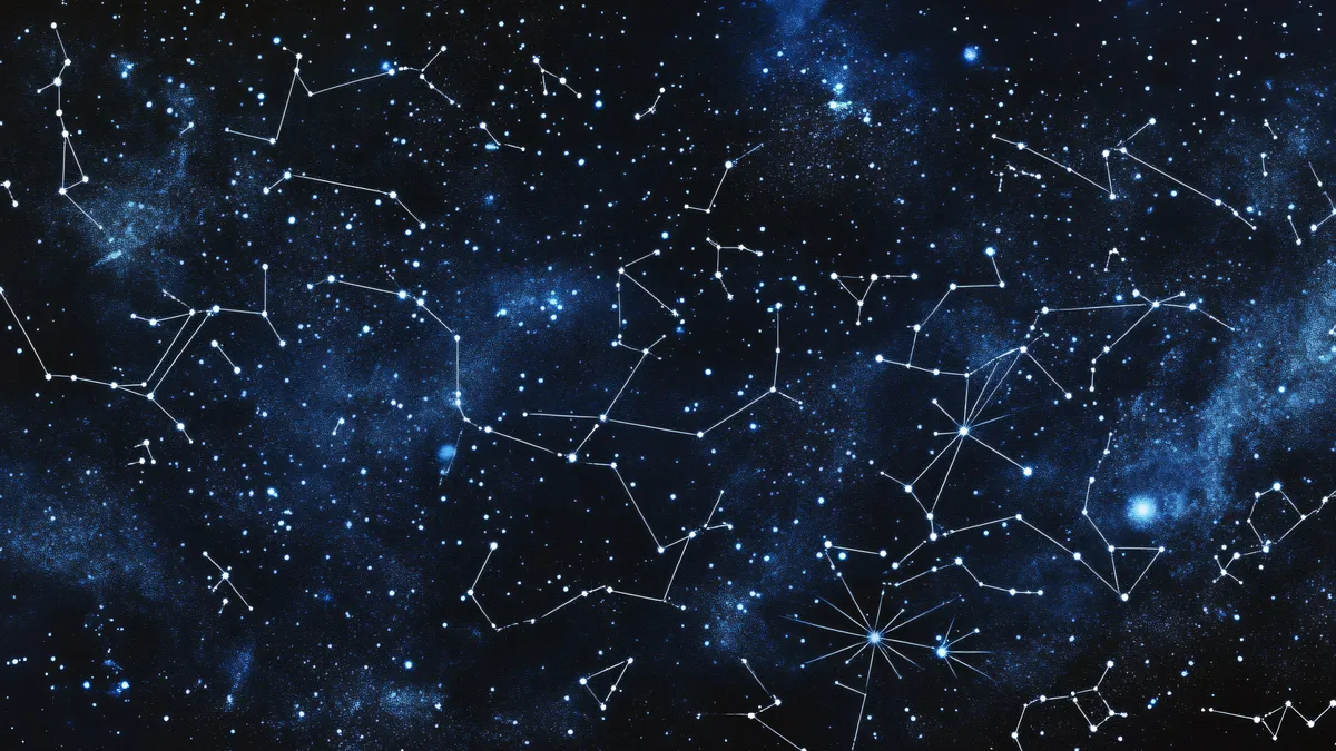 saturn return: starry night sky constellations illustration