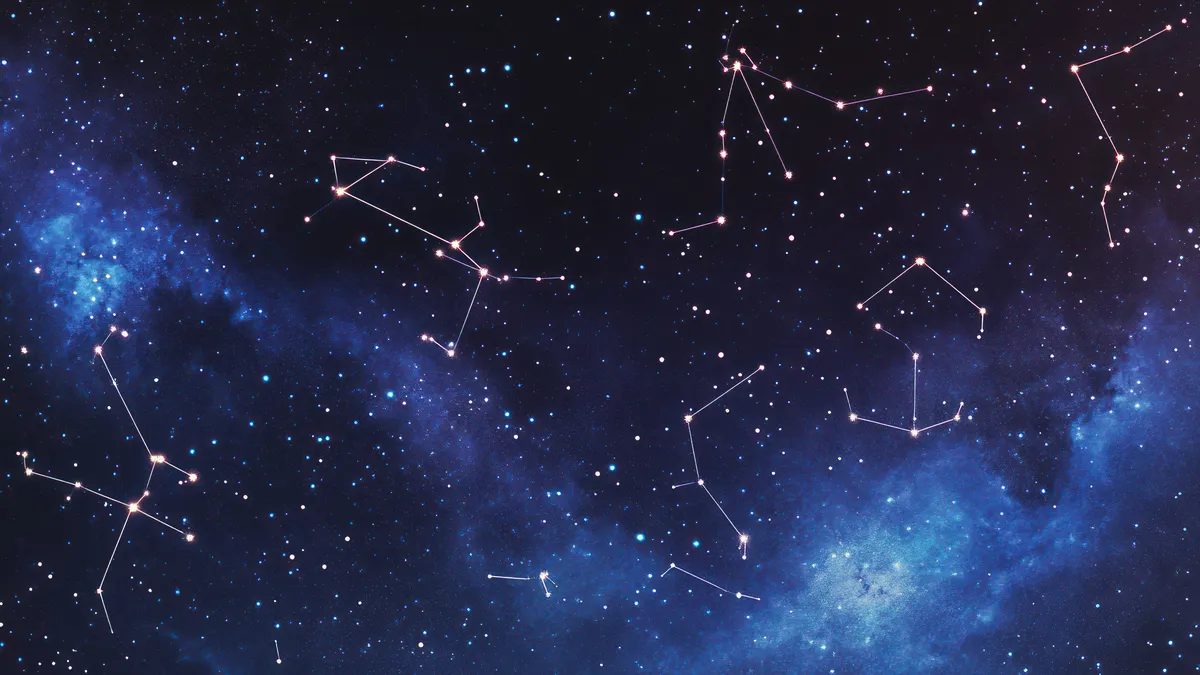 turning 30: zodiac constellations starry sky illustration